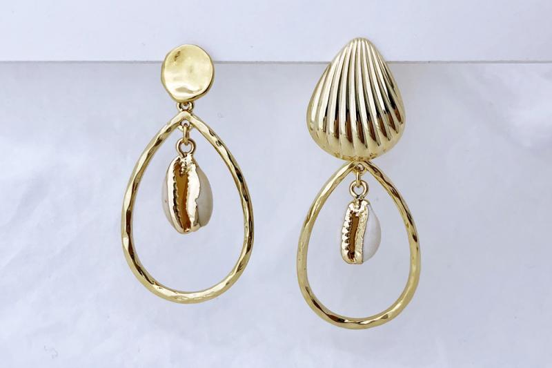 [Ozel] Delicate Fit Glossy Brass Zinc Alloy Earrings